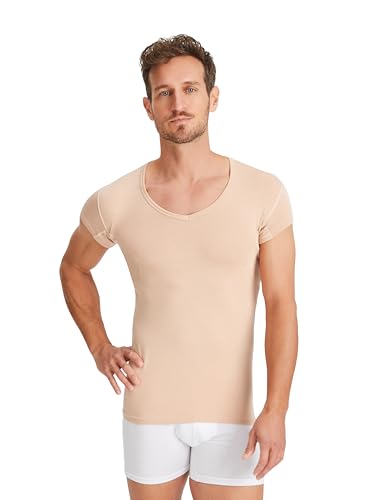 FINN wasserabweisendes Anti-Schweiß Shirt Herren mit extra kurzen Ärmeln und Achselpads – Antibakterielles Unterhemd gegen Schweißflecken - Perfekt für Kurzarm-Hemd und Polo-Shirt Hautfarbe L FINN wasserabweisendes Anti-Schweiß Shirt Herren mit extra kurzen Ärmeln und Achselpads – Antibakterielles Unterhemd gegen Schweißflecken - Perfekt für Kurzarm-Hemd und Polo-Shirt Hautfarbe L von FINN