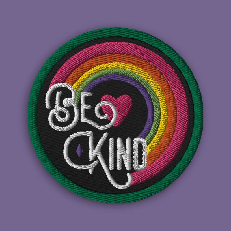 Be Kind // Herz & Regenbogen Retro Aufnäher | Gestickter von FINNandFABLE
