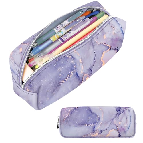 FINPAC Federmäppchen Mäppchen - Große Kapazität Federtasche Stiftetasche Schlamperbox Bleistiftbeutel Schulmäppchen für Schule Büro (Lilac Marble) von FINPAC