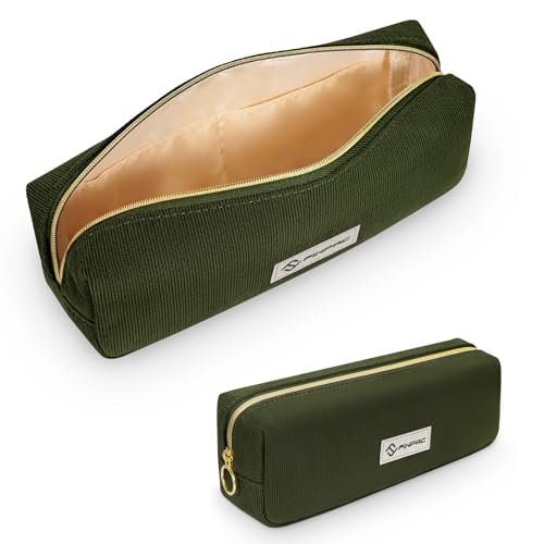 FINPAC Federmäppchen Mäppchen - Große Kapazität Federtasche Cord-Stoff Pencil Case Stiftetasche Schlamperbox Bleistiftbeutel Schulmäppchen für Schule Büro, Olive von FINPAC