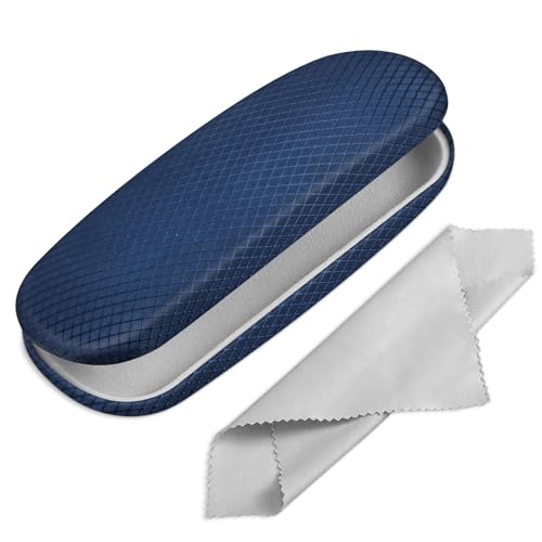 FINTIE Hardcase Brillenetui - Tragbare Hartschale Brillenetui mit Brillenputztuch - Etui für Brillen und Sonnenbrille, Karomuster-dunkelblau FINTIE Hardcase Brillenetui - Tragbare Hartschale Brillenetui mit Brillenputztuch - Etui für Brillen und Sonnenbrille, Karomuster-dunkelblau von FINTIE