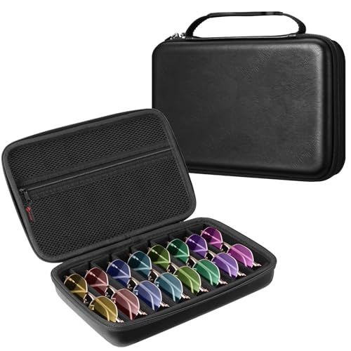 FINTIE Hardcase Brillen Organizer - Brillenbox mit 8 verstellbaren Fächern zur Aufbewahrung von Mehreren Brillen und Sonnenbrillen von FINTIE