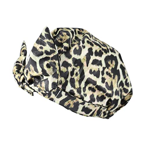 FIOERDTUIE Dusche trockenes Haar Caps Blumendruck wasserdicht wiederverwendbare elastische Schleife Beanie Turban Hut Frauen Mädchen Küchenzubehör, Schwarzer Leoparden Print von FIOERDTUIE