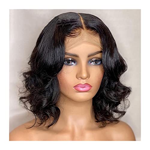 Damen Perücken Synthetische Spitze Perücke kurze Bob Wavy Lace Frontal Perücken mit natürlichem Haaransatz 16-22 Zoll Hitzebeständige Faser-synthetisches Haar for schwarze Frauen Beauty Ladieshair (S von FIONEL