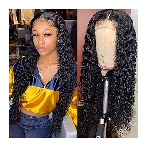 Damen Perücken Tiefe Welle Spitze Perücke Brazilian Courly Lace Front Human Hair Perücken HD Transparente Spitze Frontal Perücke nasse und wellenförmige T-Teile Spitzeperücke for Frauen Beauty Ladiesh von FIONEL