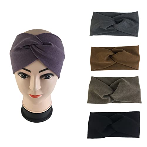 Haarbänder Kopfband 5pcs Wide Knotted Head Wraps Twist Knotted Boho Stretchy Hair Bands Yoga Workout Running Sport Sweat Hair Wrap For Women Girls Stirnbänder für Laufen, Training und Yoga von FIONEL