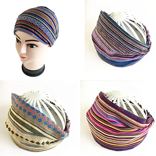 Haarbänder Kopfband Wide Headbands Elastic Head Wraps Hair Bands Stretchy Headwear Running Yoga Hair Scarfs Pack Of 3 Stirnbänder für Laufen, Training und Yoga von FIONEL