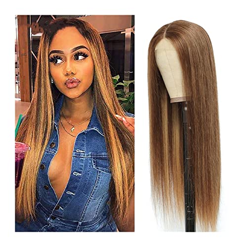 Perücke für Frauen Brasilianisches Highlight Perücke T-Teil Knochen gerade Spitze Frontal Perücke HD Transparente Spitzeperücke-menschliches Haar vorgepteten blonde farbige Perücken for schwarze Fraue von FIONEL