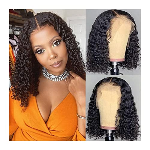 Perücke für Frauen Kurze Bob Deep Wave Lace Frontal Perücke 13x4 Spitze Frontal Perücke Medium Braune Spitze Brasilianische Kurzhaare Humanhaarperücken for Frauen Human Hair Wig (Size : 250%, Color von FIONEL