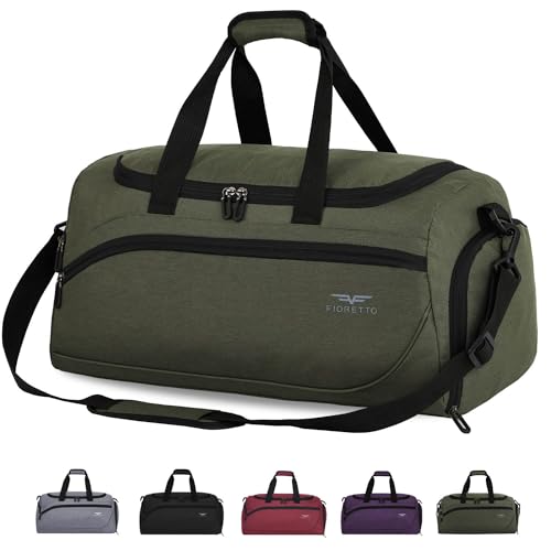 FIORETTO 35L Sporttasche & Reisetasche für Damen und Herren, mit Schuhfach & Nassfach, Wasserdicht Tasche für Trainingstasche, Gym, Travel, Schwimmen, Sauna, fußball Grün von FIORETTO