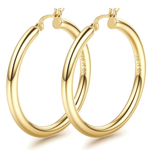 FIOROYAL Ohrringe Gold Creolen Silber 925 Groß,14K Gold Gefüllt Chunky Creolen Gold,4 mm Dicke Hohle Röhren Goldene Creolen Damen,Hypoallergen Leichte Mittelgroß Ohrringe Creolen 50MM FIOROYAL Ohrringe Gold Creolen Silber 925 Groß,14K Gold Gefüllt Chunky Creolen Gold,4 mm Dicke Hohle Röhren Goldene Creolen Damen,Hypoallergen Leichte Mittelgroß Ohrringe Creolen 50MM von FIOROYAL