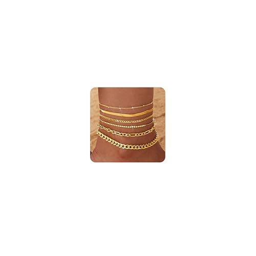 FIOROYAL 6Pcs fußkettchen für Damen,14K Gold/Silver Plated Wasserdicht Hypoallergene Verstellbares Fussketten für Frauen Set Trendy Zierliche Strand Layered Stapelbare FußSchmuck CGold FIOROYAL 6Pcs fußkettchen für Damen,14K Gold/Silver Plated Wasserdicht Hypoallergene Verstellbares Fussketten für Frauen Set Trendy Zierliche Strand Layered Stapelbare FußSchmuck CGold von FIOROYAL