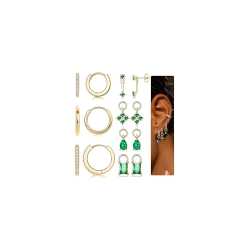 FIOROYAL 7Paar Ohrringe Ohrstecker Gold Hängend Set Damen Gold/Silber,Hypoallergen Helix Tragus Piercing Ohr Set, Ohrringe Creolen Set Gold für Damen Mehrfache Piercings-JLH von FIOROYAL