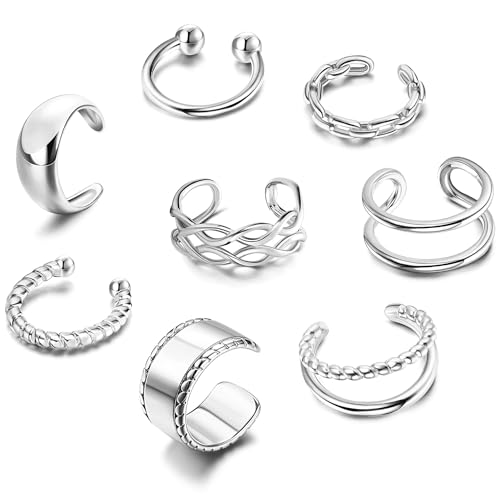 FIOROYAL 9 Stücke Silber Ear Cuff Ohrringe Nicht Piercing Gefälschte Knorpel Ohrringe Silber manschetten Ohrringe für Frauen Clips Wraps Clip Ohrringe Damen von FIOROYAL