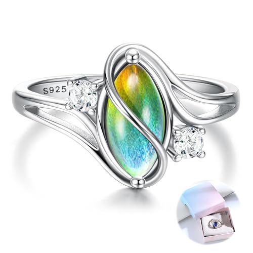 FIOROYAL 925 Sterling Silber Ring Stimmungsring für Damen Mädchen Vintage Cubic Zirconia Statement Ring Farbe ändern Stimmung Stein Ring für Damen Größe L1/2 FIOROYAL 925 Sterling Silber Ring Stimmungsring für Damen Mädchen Vintage Cubic Zirconia Statement Ring Farbe ändern Stimmung Stein Ring für Damen Größe L1/2 von FIOROYAL