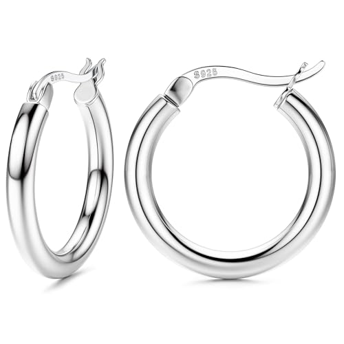 FIOROYAL Creolen Silber 925 für Damen Ohrringe Silber 925 Creolen Hypoallergene Große Mittelgroß Kleine Ohrringe Creolen Hoop für Mädchen 15MM von FIOROYAL