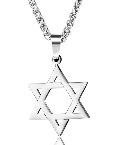 FIOROYAL Davidstern-Anhänger-Halskette aus Edelstahl, jüdischer Schmuck für Männer und Frauen, religiös, 50,8 cm, Silber von FIOROYAL
