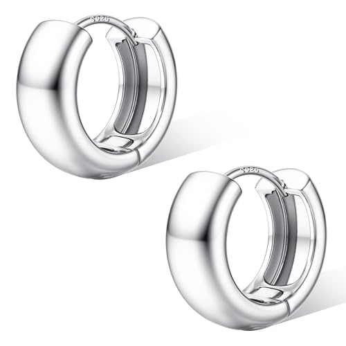 FIOROYAL Creolen Silber 925 - Ohrringe Silber 925 Creolen für Damen Mädchen Hypoallergen Kleine Creolen Goldene Ohrringe Leichte Breite Ohrringe Creolen Gold/Silber 8MM von FIOROYAL