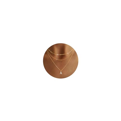 FIOROYAL Damen Gold Layered Kette Mit Buchstaben 14K Vergoldet Initialen Halskette Buchstabenkette Anhänger A-Z Personalisierte Ketten für Teenager Mädchen von FIOROYAL