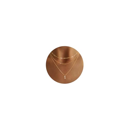 FIOROYAL Kette Mit Buchstaben - 14K Vergoldet Initialen Halskette, Layered Goldkette Mit Namen, Exquisit Anhänger A-Z Namenskette Personalisierte für Damen Mädchen I von FIOROYAL
