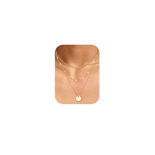 FIOROYAL Kette Gold Damen Mehrlagige Halskette Mit 14K Gold Vergoldet Choker Kette Kreuz Kette Gold Schmetterling Schleifen Runde Anhänger Kette für Damen Mädchen Pie FIOROYAL Kette Gold Damen Mehrlagige Halskette Mit 14K Gold Vergoldet Choker Kette Kreuz Kette Gold Schmetterling Schleifen Runde Anhänger Kette für Damen Mädchen Pie von FIOROYAL