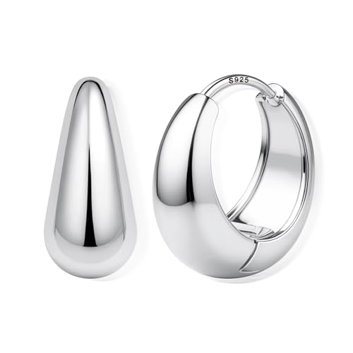 FIOROYAL 925 Silber Creolen Ohrring für Damen, Hypoallergene Ohrringe Klobig Kleine14K Gold Dick Knorpel Kreolen Huggie Creolen Ohrstecker für Empfindliche Ohren(Gold/Silber)(S12) von FIOROYAL