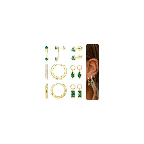 FIOROYAL Ohrringe Silber 925 Damen Ohrstecker Silber 925 Creolen Ohrringe für Mehrere Ohrlöcher Hypoallergene 14K Vergoldet Silber Goldene Ohrringe für Helix Tragus Piercing Ohr GGRE von FIOROYAL