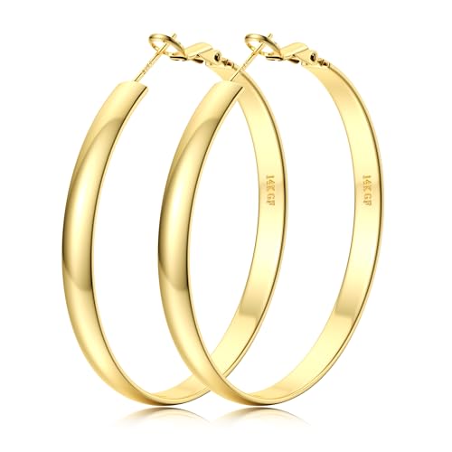 FIOROYAL Creolen Ohrringe Silber 925 für Damen 14K Vergoldete Große Creolen Gold Ohrringe Hypoallergene Breite 5mm Creolen für Mädchen 30/40/50/60mm Gold 50mm FIOROYAL Creolen Ohrringe Silber 925 für Damen 14K Vergoldete Große Creolen Gold Ohrringe Hypoallergene Breite 5mm Creolen für Mädchen 30/40/50/60mm Gold 50mm von FIOROYAL