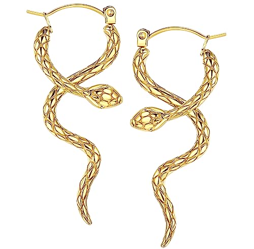 FIOROYAL Schlange Ohrringe Vintage Silber/Gold Hängend Ohrringe für Frauen Mädchen G23 Titan Hypoallergen Niedliche Punk Gothic Schlange Ohrringe-Gold FIOROYAL Schlange Ohrringe Vintage Silber/Gold Hängend Ohrringe für Frauen Mädchen G23 Titan Hypoallergen Niedliche Punk Gothic Schlange Ohrringe-Gold von FIOROYAL