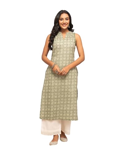 FIORRA Damen Kurta, Baumwolle, Blumenmuster, Hellgrün, Hellgrün, Large FIORRA Damen Kurta, Baumwolle, Blumenmuster, Hellgrün, Hellgrün, Large von FIORRA
