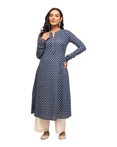 FIORRA Damen Kurta mit Blumenmuster, marineblau, Baumwolle, A-Linie, Marineblau, M FIORRA Damen Kurta mit Blumenmuster, marineblau, Baumwolle, A-Linie, Marineblau, M von FIORRA