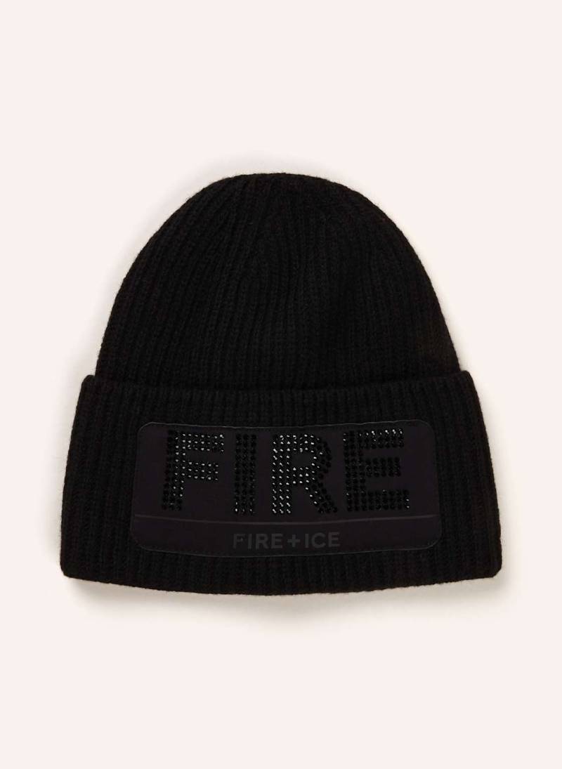 Fire+Ice Mütze Aneli Mit Schmucksteinen schwarz von FIRE+ICE