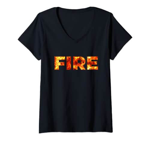 Damen Fire Halloween-Kostüm, Feuer und Eis, passend für Paare T-Shirt mit V-Ausschnitt Damen Fire Halloween-Kostüm, Feuer und Eis, passend für Paare T-Shirt mit V-Ausschnitt von FIRE AND ICE MATCHING COUPLES HALLOWEEN COSTUME