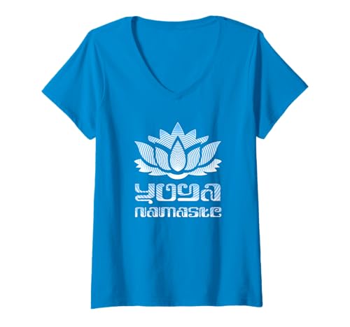 Damen Yoga -Hemd Namaste Yoga Bekleidung Yoga Om Namaste Yoga T-Shirt mit V-Ausschnitt Damen Yoga -Hemd Namaste Yoga Bekleidung Yoga Om Namaste Yoga T-Shirt mit V-Ausschnitt von FIRE -FIT -Designs