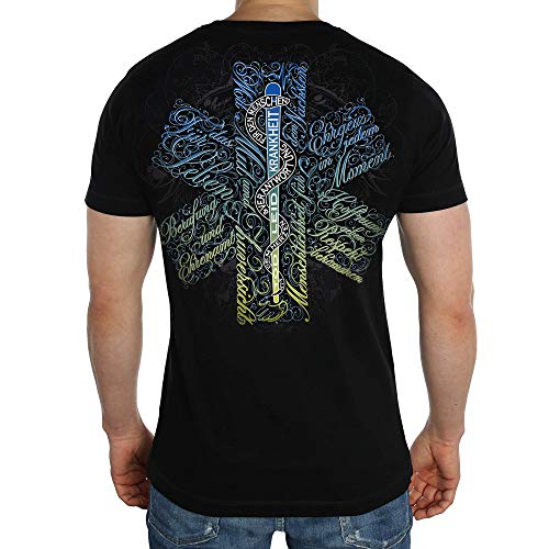 FIRE & FIGHT Streetwear Für das Leben Retter - Männer Tshirt Herren Motiv Star of Life Rescue EKG Defibrillation-Design Aesculap Helfen Rettungsdienst Fanartikel von FIRE & FIGHT Streetwear