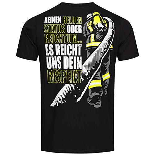 T-Shirt Feuerwehrmann - keinen Heldenstatus oder Reichtum - es reicht Uns Dein Respekt - Herren Gr. M Hand gezeichnet für den Fan der Brandbekämpfung von FIRE & FIGHT Streetwear