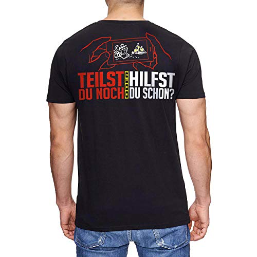 Teilst Du noch oder hilfst Du Schon - Männer Shirt Anti-Gaffer Oberteil Herren Motiv Feuerwehrleute Retter Fanartikel Leidenschaft Ehrenamt von FIRE & FIGHT Streetwear