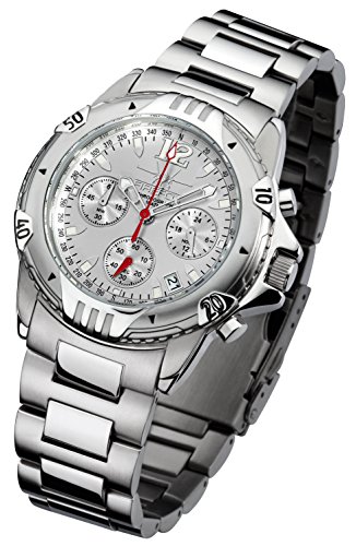 FIREFOX AIRFIGHTER FFS02-104 Silber Chronograph massiv Edelstahl Sicherheitsfaltschließe Herrenuhr Armbanduhr 10 ATM Water Resistant von FIREFOX