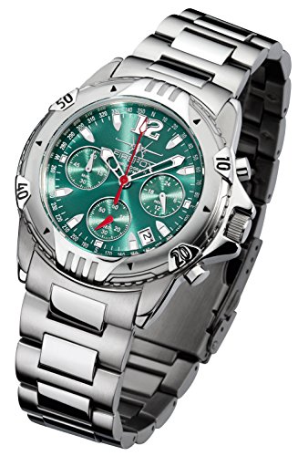 FIREFOX AIRFIGHTER FFS02-115 Sunray türkis Chronograph massiv Edelstahl Sicherheitsfaltschließe Herrenuhr Armbanduhr 10 ATM wasserdicht von FIREFOX