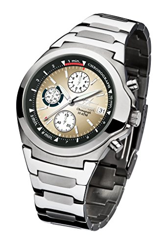 FIREFOX Classic FFS06-102f Faded braun/weiß Chronograph Herrenuhr Armbanduhr Sicherheits- Faltschließe 10 ATM Water Resistant von FIREFOX
