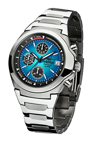 FIREFOX Classic FFS06-110 Sunray türkis Chronograph Herrenuhr Armbanduhr Sicherheits- Faltschließe 10 ATM Water Resistant von FIREFOX