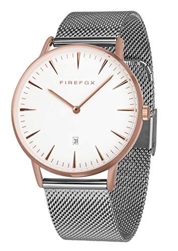 FIREFOX Damen- Armbanduhr Passion analog Quarz Edelstahl rosevergoldet Milanaise Mesh Armband Zifferblatt weiß 5 ATM wasserdicht FFPL02-006 von FIREFOX