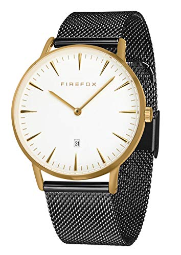 FIREFOX Damenuhr Passion analog Quarz Edelstahl gelb vergoldet Milanaise Mesh Armband Zifferblatt weiß 5 ATM wasserdicht FFPL02-042 von FIREFOX