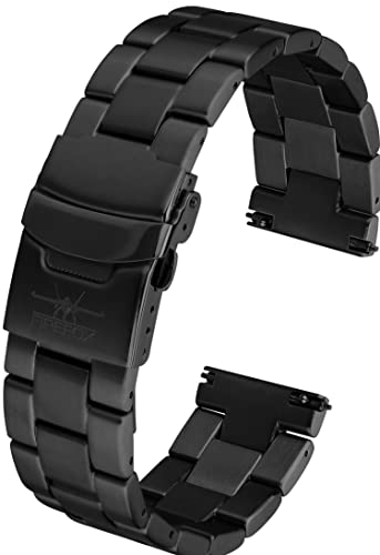 FIREFOX Ersatz- Uhrenarmband extra lang Überlänge Edelstahl voll massiv schwarz Breite 26mm MB-05-C26 Quick Change Release von FIREFOX
