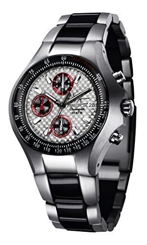 FIREFOX Gladiator FFS11-107 Racing Silber Chronograph Edelstahl Herrenuhr Massive Armbanduhr 10 ATM Prüfdruck Kaliber VD57 von FIREFOX