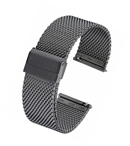 FIREFOX Mesh Ersatz- Uhrenarmband Milanaise Edelstahl grau guncolor Breite 20mm MSB-01-A20 Schnellwechselfunktion Quick Release von FIREFOX