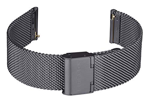 FIREFOX Mesh Ersatz- Uhrenarmband Milanaise Edelstahl schwarz Breite 20mm Standard-Größe MSB-02-C20 Schnellwechselfunktion von FIREFOX