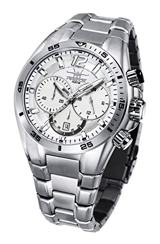 FIREFOX SKYWOLF FFS200-101 silberweiß Herrenuhr Chronograph Sicherheitsfaltschließe Edelstahl 10 ATM wasserdicht von FIREFOX