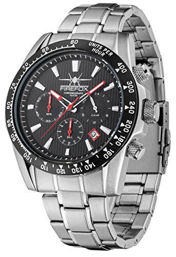 FIREFOX Sky Commander FFS23-102 schwarz Edelstahl Chronograph Herrenuhr Armbanduhr 10 ATM druckfest von FIREFOX