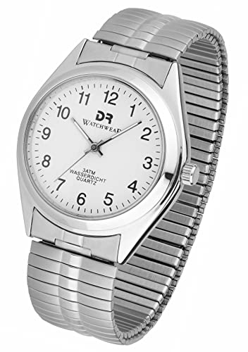 FIREFOX ZB01-01 Herren- Armbanduhr weiches Edelstahl Zugarmband Uhr Zifferblatt weiß 3 ATM wasserdicht Mineralglas PC21 analog Quarz von FIREFOX